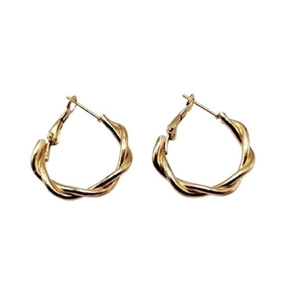 Gold-tone Twisted Hoop Earrings - Picture 2 of 13